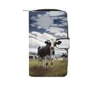 YHEGBFD Portafoglio in pelle con stampa di immagini di mucca della fattoria, portafogli elegante portafoglio con cerniera portafoglio per uomo donna portafoglio tasca in vera pelle, 19,7 x 11 x 3,5 cm