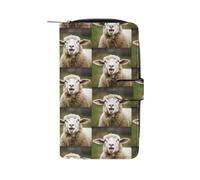 YHEGBFD Portafoglio in pelle divertente pecora cattiva lingua carino stampa animale portafogli elegante portafoglio cerniera portafoglio titolare per uomo donna portafoglio tasca in vera pelle
