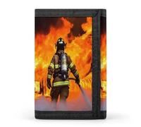 YHEGBFD Portafoglio, pompiere Fireman Flame Trifold Portafoglio, portafoglio con portachiavi, blocco portafoglio a tre ante elegante e sottile per uomini e donne, pompiere fiamma, taglia unica