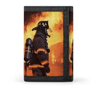 YHEGBFD Portafoglio, pompiere Fireman Flame Trifold Portafoglio, portafoglio con portachiavi, blocco portafoglio a tre ante elegante e sottile per uomini e donne, pompiere fiamma, taglia unica