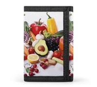 YHEGBFD Portafoglio, portafoglio a tre ante per alimenti sani, portafoglio con portachiavi, portafoglio a tre ante bloccante elegante e sottile per uomini e donne, cibo sano, taglia unica, moderno