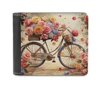 YHEGBFD Portafoglio sottile da uomo, con stampa di biciclette floreali, portafoglio per carte, portafogli bifold, portafogli con tasca frontale da uomo, stile, taglia unica, moderno