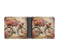 YHEGBFD Portafoglio sottile da uomo, con stampa di biciclette floreali, portafoglio per carte, portafogli bifold, portafogli con tasca frontale da uomo, stile, taglia unica, moderno