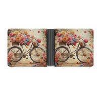 YHEGBFD Portafoglio sottile da uomo, con stampa di biciclette floreali, portafoglio per carte, portafogli da uomo, portafogli da uomo con tasca frontale, stile, taglia unica, moderno