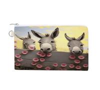 YHEGBFD Portamonete con cerniera, borsa a portafoglio con stampa di asini e fiori, piccola borsa per cosmetici, portafoglio portatile, organizer per accessori, stile, stile, taglia unica, moderno