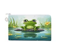 YHEGBFD Portamonete con cerniera, borsa a portafoglio con stampa rana in uno stagno, piccola borsa per cosmetici, portafoglio portatile, organizer per accessori, stile, stile, taglia unica, moderno