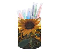 YHEGBFD Portapenne rotondo,Fattoria girasole Hollow Round Pen Holder,PU pelle rotonda matita penna ta,rotondo trucco pennello Storage Box