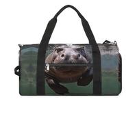 YHEGBFD Sacca da palestra con ippopotamo per immersioni, unisex, zaino da palestra con scomparto per scarpe, riutilizzabile, mini borsa da palestra, ippopotamo subacqueo, taglia unica, taglia unica