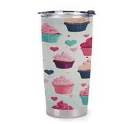 YHEGBFD Tazza da caffè da viaggio, cupcake Candy Hearts Sweet Print Car Cup,tazza da caffè, tazze da caffè a prova di fuoriuscite, tazze da caffè in plastica con coperchi