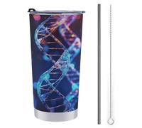 YHEGBFD Tazza da caffè da viaggio isolata in acciaio inossidabile, tazza per auto DNA Genetic Helix, tazza da auto in acciaio inox con coperchio e cannuccia