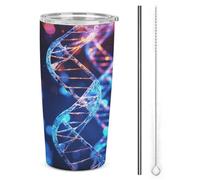 YHEGBFD Tazza da caffè da viaggio isolata in acciaio inossidabile, tazza per auto DNA Genetic Helix, tazza da auto in acciaio inox con coperchio e cannuccia