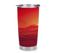 YHEGBFD Tazza da caffè da viaggio, tazza da auto rossa con stampa alba, tazza da caffè, tazze da caffè a prova di fuoriuscita, tazze da caffè in plastica con coperchi