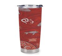 YHEGBFD Tazza da caffè da viaggio, tazza da caffè con stampa animale del mare rosso, tazza da caffè, tazze da caffè a prova di fuoriuscite, tazze da caffè in plastica con coperchi