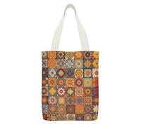 YHEGBFD Tote bag, gruppo di borse di tela con stampa geometrica marocchina, borsa a tracolla, borse di tela riutilizzabili con cerniera e tasca interna