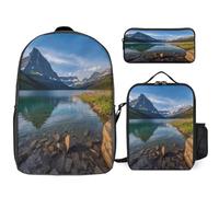 YHEGBFD Zaino tascabile, con stampa del parco nazionale dei ghiacciai, set di borse per il pranzo a tracolla, zaino casual, set da 3 pezzi, stile, taglia unica