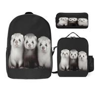YHEGBFD Zaino tascabile, con stampa di furetti, borsa per il pranzo a tracolla, casual, set da 3 pezzi, stile, stile, taglia unica