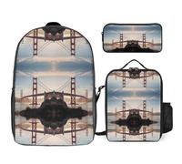YHEGBFD Zaino tascabile, Golden Gate Bridge con stampa a tracolla e borsa per il pranzo, casual, set da 3 pezzi, stile, taglia unica