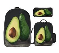 YHEGBFD Zaino tascabile, set di borse per il pranzo a mezzo taglio con stampa di pezzi di frutta, casual, 3 pezzi, stile, taglia unica