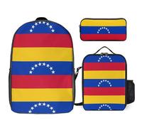 YHEGBFD Zaino tascabile, stampa bandiera del Venezuela, set di borse per il pranzo a tracolla casual, 3 pezzi, stile e stile, taglia unica