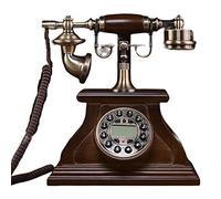 YHEIANJ Telefono a Pulsanti, Telefono retrò con quadrante Touch in Legno massello, Telefono Fisso da Tavolo cablato con Campanello elettronico Vivavoce, Telefono Fisso