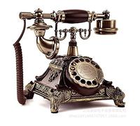 YHEIANJ Telefono Decorativo retrò in Resina Imitazione Rame, Telefono Fisso Vintage, Telefono a manopola Rotante retrò, Telefono Antico in Stile Europeo con Filo