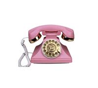 YHEIANJ Telefono retrò con Disco Rotante e Telefono con Filo nello Stile sinuoso degli Anni '20 con Moderno Campanello elettronico