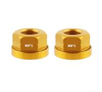 Yhenlovtt 2 dadi per mozzo M9 x 1.0 per bici pieghevoli e fissi, dadi di bloccaggio dell'asse in lega di alluminio 7075 con guarnizioni, bordi lisci e lucidati, compatibili con mozzi M9 (dorati)