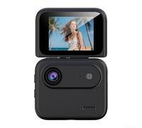 Yhenlovtt Action camera 4K UHD a 360° con schermo flip e supporto sul petto, stabilizzazione dell'immagine per ciclismo, paracadutismo e avventure di vlogging (nero)
