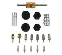 Yhenlovtt Air Des Valve Core Service 19pc Sostituzione R134a Plus R12 Sistemi Ottone Alluminio AC Set Port Seal per Avere Condizionamento a tenuta stagna