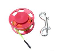 Yhenlovtt Bobina da dito per immersioni subacquee, 30,5 m, in lega di alluminio, con moschettone a doppia estremità da 90 mm, anima in plastica e acciaio, liscia per la rotazione (rosso)