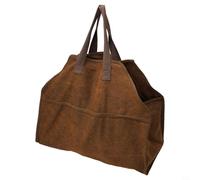 Yhenlovtt Borsa per legna da ardere in tela con manici per camino e campeggio, grande capacità, per il trasporto del legno, per uso esterno, colore fango