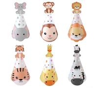 Yhenlovtt by Nature - Set di 6 simpatici animali della giungla su questi divertenti cappelli per feste di compleanno