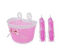 Yhenlovtt Cestino per bicicletta compatibile con bambini, cestino da manubrio per bicicletta, con stelle filanti, per bambini, in plastica stile nappa, per tessuto (rosa)