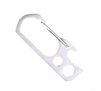 Yhenlovtt Chiave multifunzione multifunzione con moschettone in acciaio inox, con funzione bottiglia, per campeggio, escursionismo, esterni, portachiavi con 8 mm/7 mm (argento)