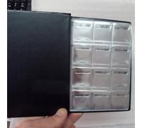 Yhenlovtt Collezione di monete, 15 x 11 cm, per 120 monete con 10 gettoni, pagine di album, in pelle PU, organizer per monete commemorative, gioiello trasparente (nero)