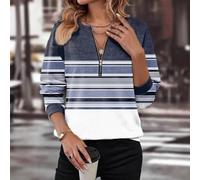Yhenlovtt Colorblock - Felpa da donna con scollo a V, a maniche lunghe, con | Design con cerniera con scollo a V, motivo stampato a blocchi di colore, vestibilità comoda, stile a maniche lunghe