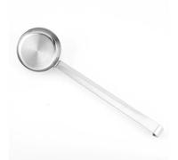 Yhenlovtt Cucchiaio per salsa con fondo piatto per una diffusione uniforme, mestolo dosatore in acciaio inox in once per pizza e salsa di pomodoro in cucine domestiche e pizzerie