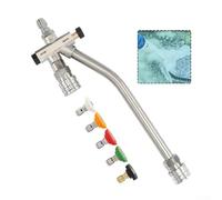 Yhenlovtt Doppio connettore per lancia per idropulitrice, in acciaio inox, attacco rapido con 5 ugelli, compatibile con la maggior parte delle marche di idropulitrici