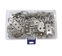 Yhenlovtt Ganci resistenti per cornici fotografiche a forma di D, in ferro, a doppio foro, confezione da 60 pezzi, con scatola trasparente per la decorazione della casa e del matrimonio