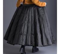 Yhenlovtt Gonna da donna in piuma per l'inverno, colore nero, con layout a vita medio-alta in fascia elastica per guerra, comfort e attività all'aperto (M)