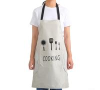 Yhenlovtt Grembiule da cuoco resistente all'acqua, per cucina, ristorante, in PVC, con tasche, per uomini e donne, taglia 75 (beige)