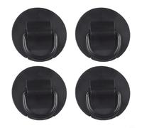 Yhenlovtt Kit di 4 toppe ad anello a D in PVC per gonfiabili, canoe e paddle, accessori impermeabili con anelli di diametro 6 cm (nero)