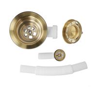 Yhenlovtt Lavello in acciaio placcato oro con prevenzione compatibile 114 mm filtro in acciaio inox scarico con cucina per lavello cestello troppopieno G11/2 Thr