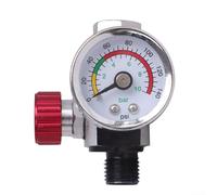 Yhenlovtt Manometro regolatore dell'aria con filtro in linea per filtro dell'olio per aerografo, accessorio per utensili pneumatici, struttura in rame, interfaccia da 12,5 mm, rosso