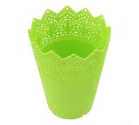 Yhenlovtt O vaso decorativo alto 14 cm Pp contenitore portaoggetti da scrivania per cosmetici per fioriere cancelleria ideale resina casa corona in plastica pizzo fiore cavo più vaso (verde)