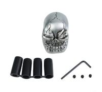 Yhenlovtt Pomello del cambio a forma di teschio per auto, in materiale ABS resistente con design unico a forma di teschio per cambio manuale, adatto per la maggior parte dei veicoli interni (argento)