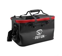 Yhenlovtt Secchio da pesca pieghevole con coperchio pieghevole per la pesca più scatola di immagazzinaggio per esche d'acqua dolce viva in EVA leggera rete per pesci (45 cm)