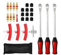 Yhenlovtt Set di 27 leve per pneumatici auto, con protezioni per cerchioni e valvola, strumenti per la riparazione di pneumatici di moto e auto, cucchiaio per la rimozione dei pneumatici da 30 cm, con