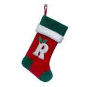 Yhenlovtt Set di calze natalizie con ricamo dell'alfabeto, calze natalizie in morbido feltro per decorazione del caminetto, 46 x 20 cm, perfette per regali e decorazioni stagionali per la casa (R)