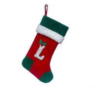 Yhenlovtt Set di calze natalizie con ricamo dell'alfabeto, calze natalizie in morbido feltro per decorazione del caminetto, 46 x 20 cm, perfette per regali e decorazioni stagionali per la casa (L)